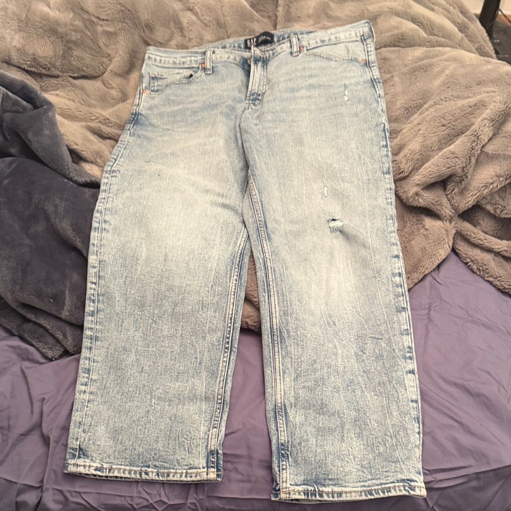 GAP Denim Low Rise Straight Crop Jeans - Light Blue